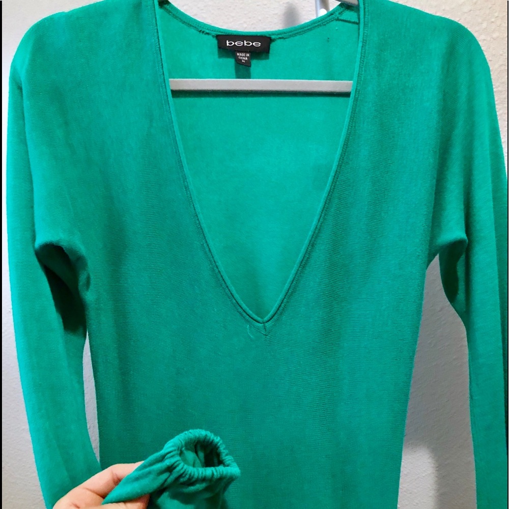 Bebe Turquoise Long Sleeve V-Neck Tunic!!! - Picture 2 of 8